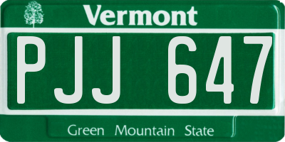 VT license plate PJJ647