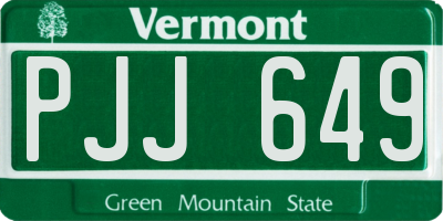 VT license plate PJJ649