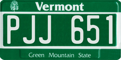 VT license plate PJJ651