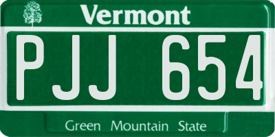 VT license plate PJJ654