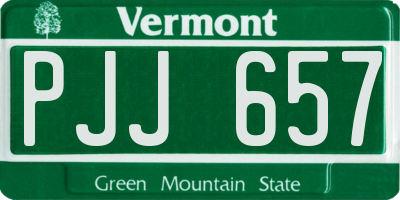VT license plate PJJ657