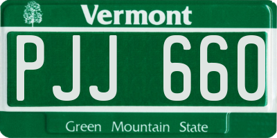 VT license plate PJJ660