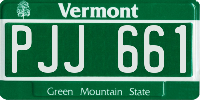 VT license plate PJJ661