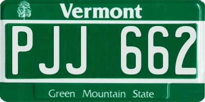 VT license plate PJJ662