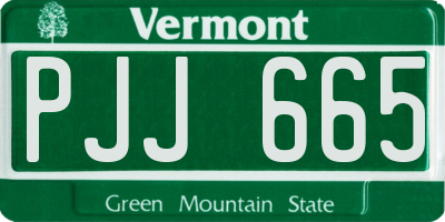 VT license plate PJJ665