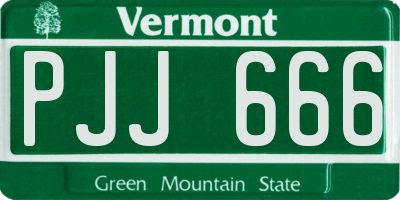VT license plate PJJ666