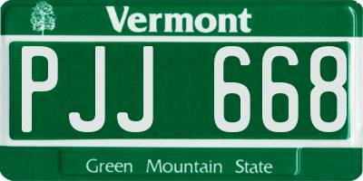 VT license plate PJJ668
