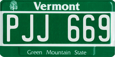 VT license plate PJJ669