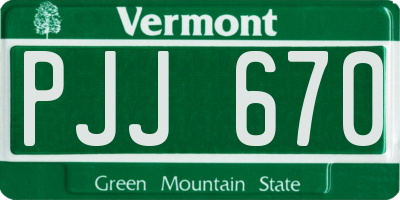 VT license plate PJJ670