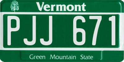 VT license plate PJJ671
