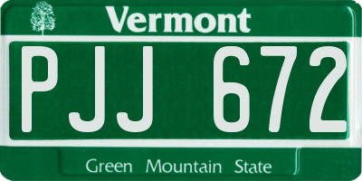 VT license plate PJJ672