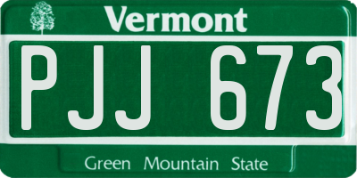 VT license plate PJJ673