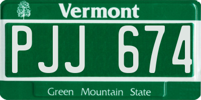 VT license plate PJJ674