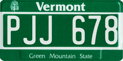 VT license plate PJJ678