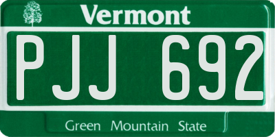 VT license plate PJJ692