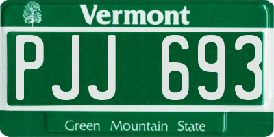 VT license plate PJJ693