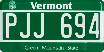 VT license plate PJJ694