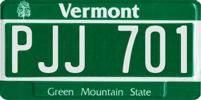 VT license plate PJJ701