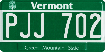 VT license plate PJJ702