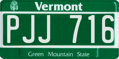 VT license plate PJJ716