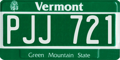 VT license plate PJJ721