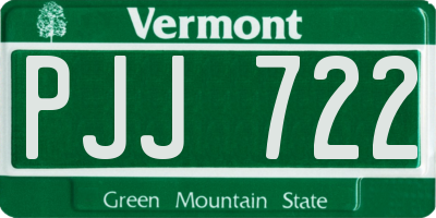 VT license plate PJJ722
