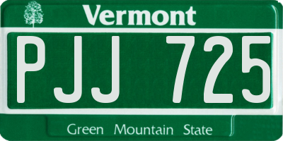 VT license plate PJJ725
