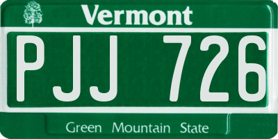 VT license plate PJJ726