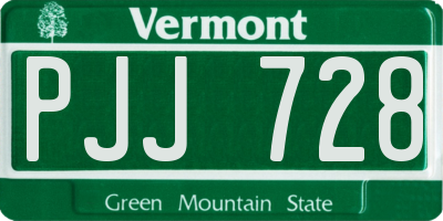VT license plate PJJ728