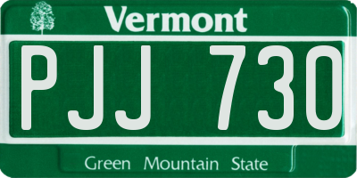 VT license plate PJJ730