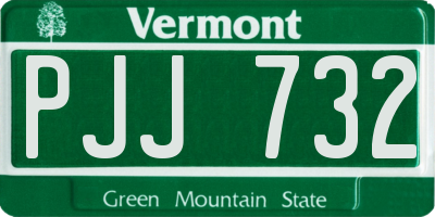 VT license plate PJJ732