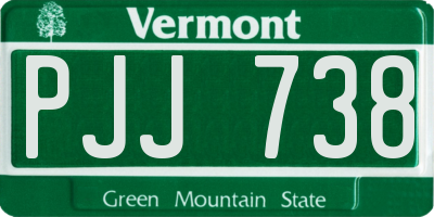 VT license plate PJJ738