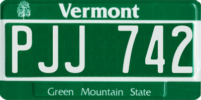 VT license plate PJJ742