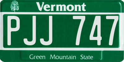 VT license plate PJJ747