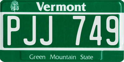 VT license plate PJJ749