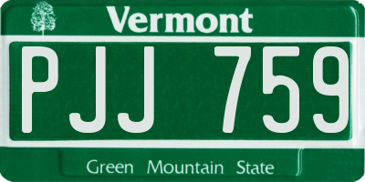VT license plate PJJ759
