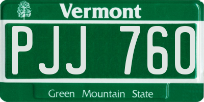 VT license plate PJJ760