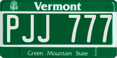 VT license plate PJJ777