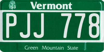 VT license plate PJJ778