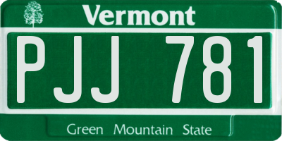 VT license plate PJJ781