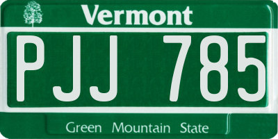 VT license plate PJJ785