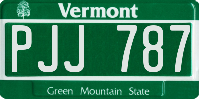 VT license plate PJJ787