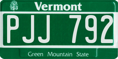 VT license plate PJJ792