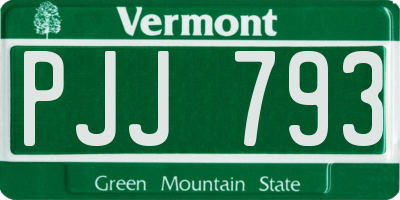 VT license plate PJJ793