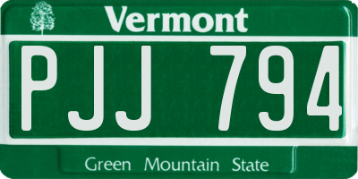 VT license plate PJJ794
