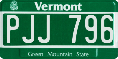 VT license plate PJJ796