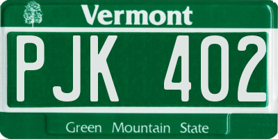 VT license plate PJK402