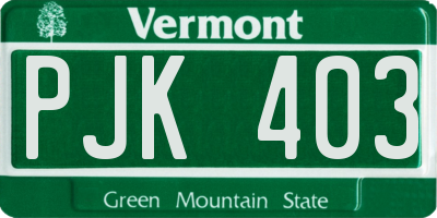 VT license plate PJK403