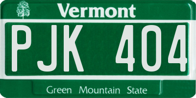 VT license plate PJK404