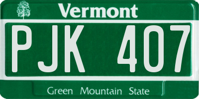 VT license plate PJK407